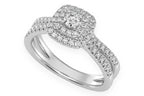 0.45ctw Double Band Three Layer Square Engagement Ring - All Natural