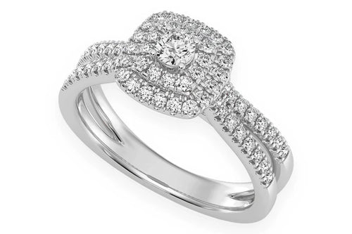 0.45ctw Double Band Three Layer Square Engagement Ring - All Natural