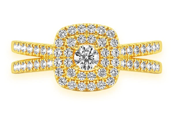 0.45ctw Double Band Three Layer Square Engagement Ring - All Natural