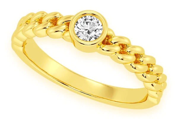 Cuban Bezel Set Diamond Ring 14k Solid Gold