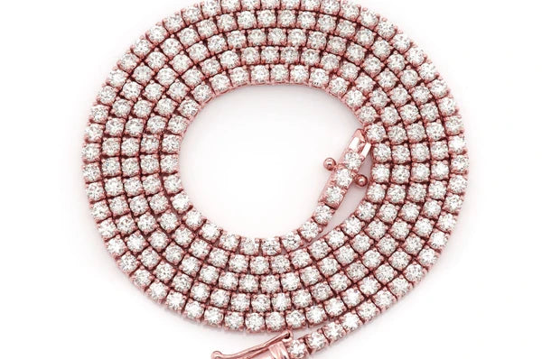 6pt Prong set diamond tennis necklace 14k solid gold 10.50ct