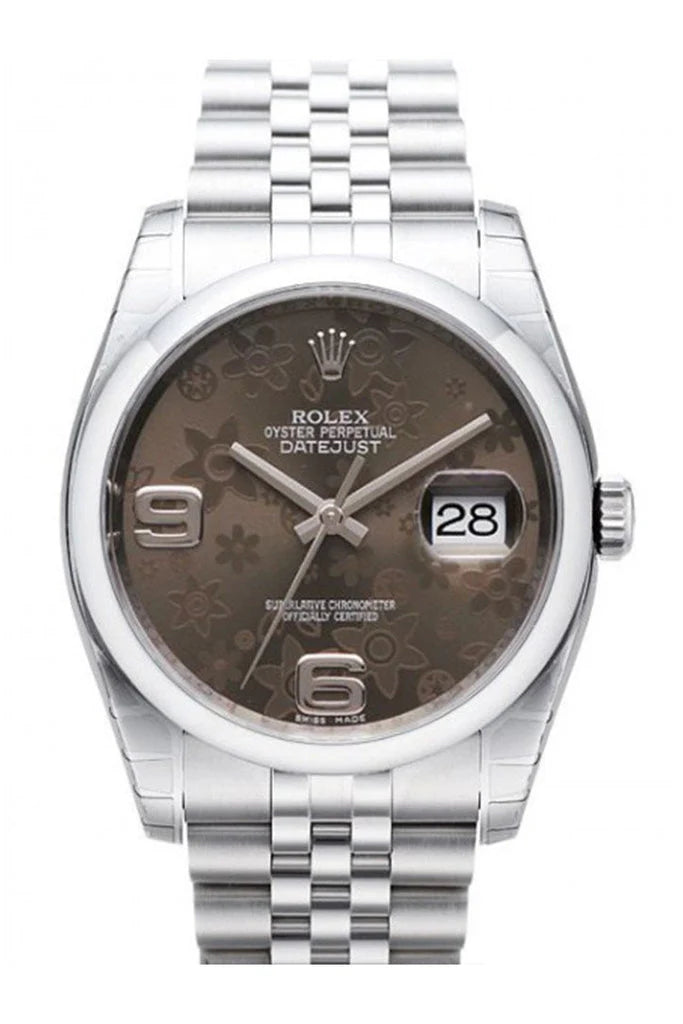 Rolex Datejust 36 Bronze Floral Stainless Steel Automatic Ladies Watch