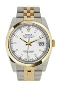 Rolex Datejust 36 White Dial 18k Gold Two Tone Jubilee Watch