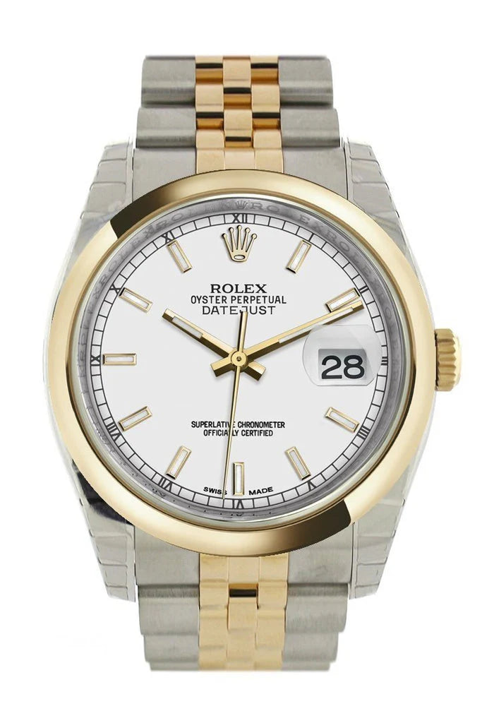 Rolex Datejust 36 White Dial 18k Gold Two Tone Jubilee Watch