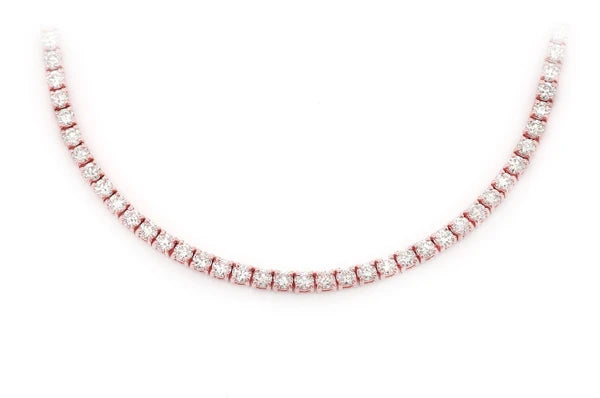 6pt Prong set diamond tennis necklace 14k solid gold 10.50ct