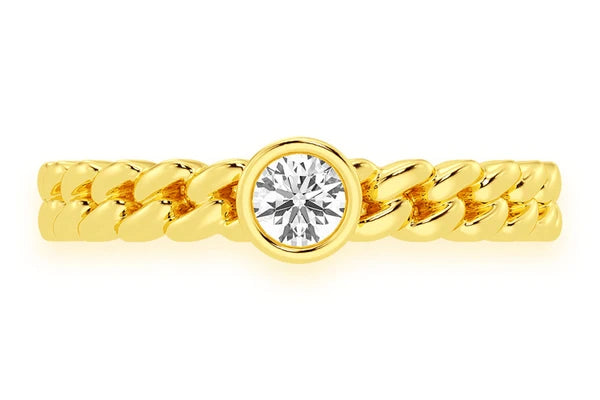 Cuban Bezel Set Diamond Ring 14k Solid Gold