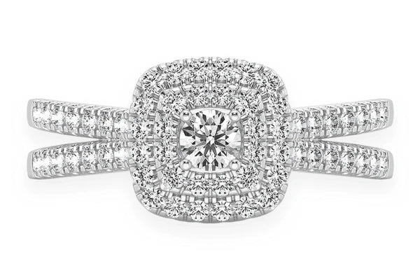 0.45ctw Double Band Three Layer Square Engagement Ring - All Natural